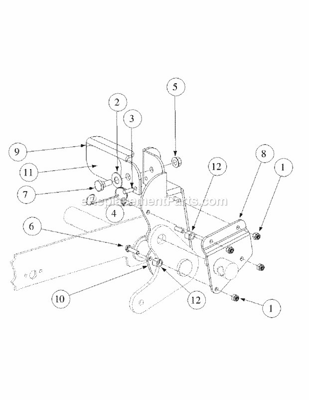 Foot Pedal Deck Lift Assembly Diagram and Parts List for M60-KH 53BB5BDX750-27HP-OHV Cub Cadet Lawn Tractor